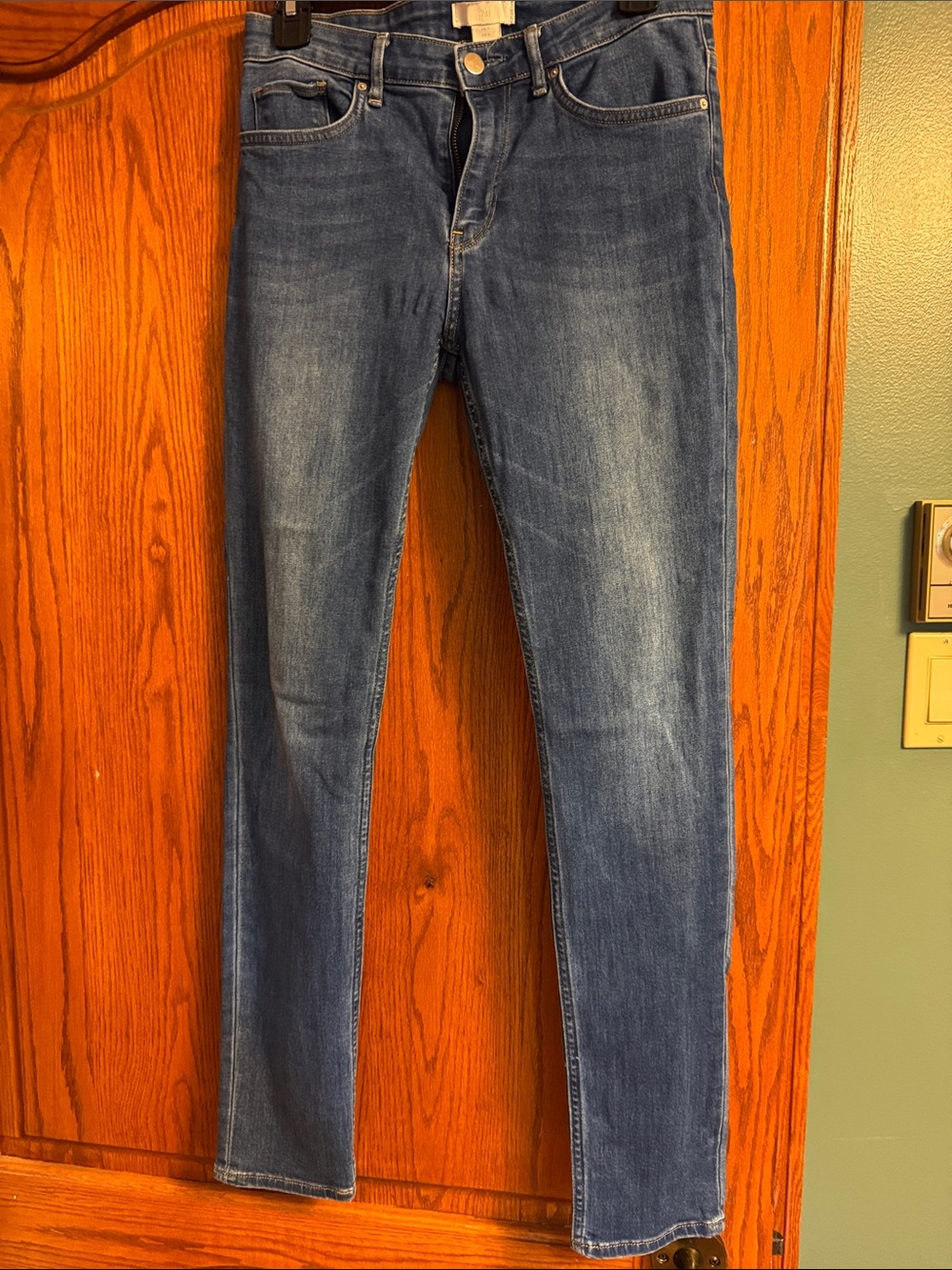 H&M Blue Skinny Jeans with Faded Detail